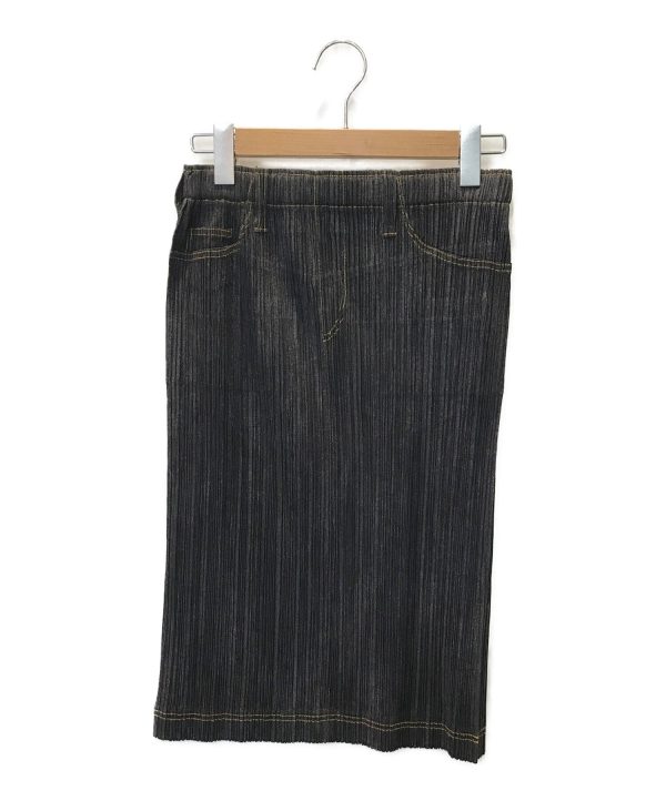 [Pre-owned] PLEATS PLEASE Denim Transfer Pleated Skirt PP75-JG021 Cheap