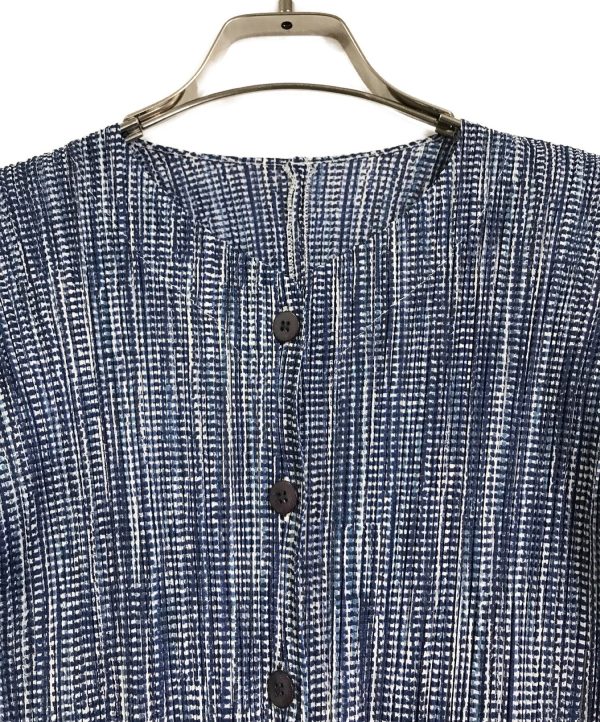 [Pre-owned] PLEATS PLEASE Printed collarless pleated blouse PP71-JD755 PP71-JD755 Online Sale