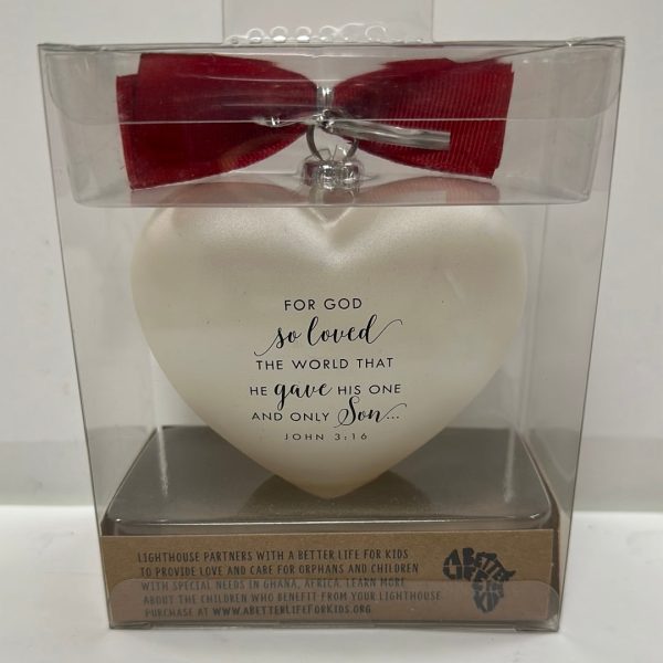 BELIEVE WHITE HEART ORNAMENT-8069 Online Sale