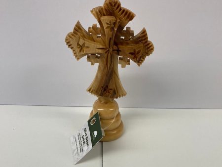 OLIVE WOOD JERUSALEM CROSS STANDING MEDIUM -2338 For Sale