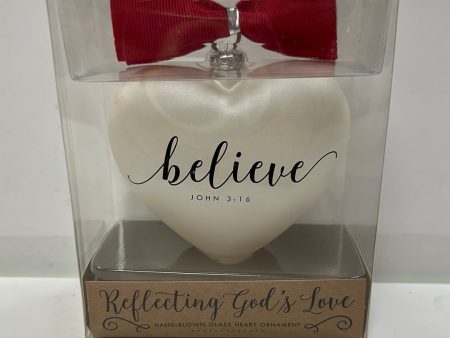 BELIEVE WHITE HEART ORNAMENT-8069 Online Sale